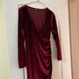 Burgundy Stretch Velvet Christmas Dress - NWOT